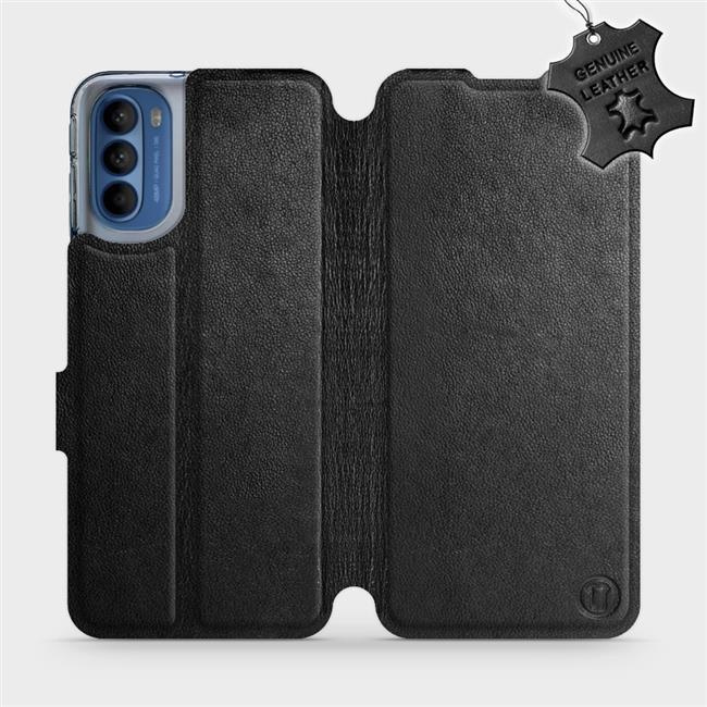 Kožené flip pouzdro Mobiwear - Motorola Moto G41 - Černé