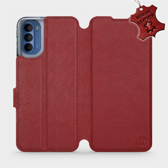 Kožené flip pouzdro Mobiwear - Motorola Moto G41 - Tmavě červené