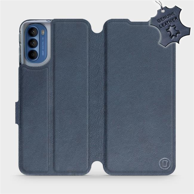Kožené flip pouzdro Mobiwear - Motorola Moto G41 - Modré