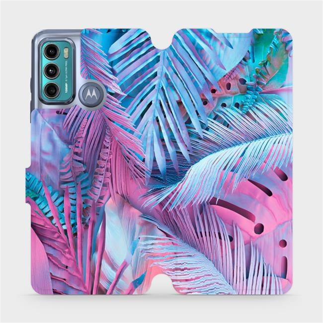 Flipové pouzdro Mobiwear - Motorola Moto G60 - MG10S Fialové a modré listy