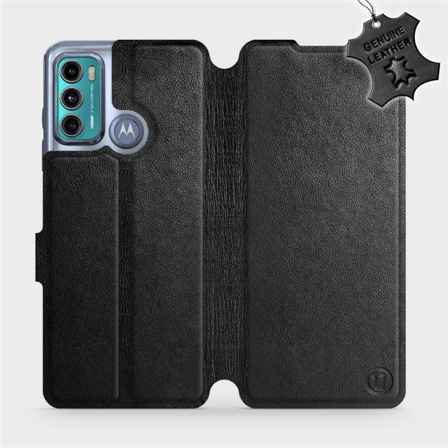Kožené flip pouzdro Mobiwear - Motorola Moto G60 - Černé