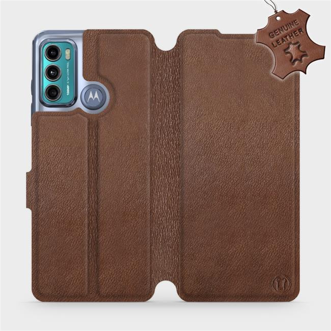 Kožené flip pouzdro Mobiwear - Motorola Moto G60 - Hnědé
