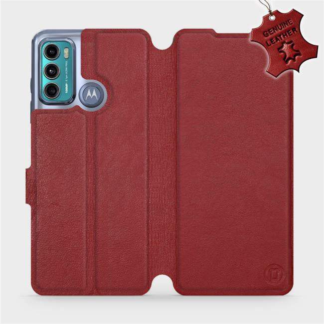 Kožené flip pouzdro Mobiwear - Motorola Moto G60 - Tmavě červené