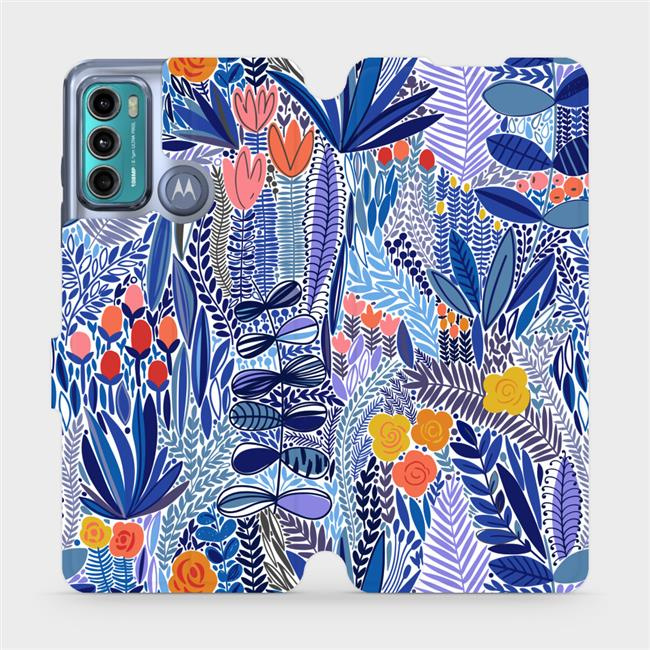 Flipové pouzdro Mobiwear - Motorola Moto G60 - MP03P Modrá květena