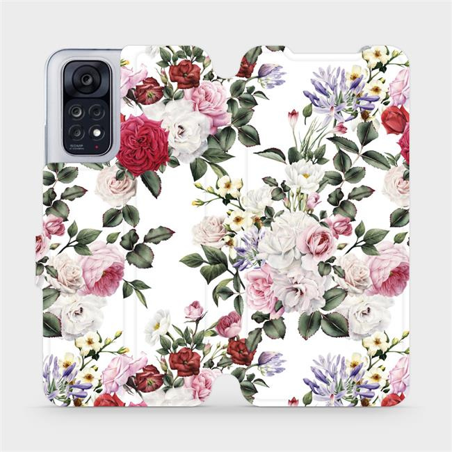 Flipové pouzdro Mobiwear - Xiaomi Redmi Note 11 / 11S - MD01S Růže na bílé