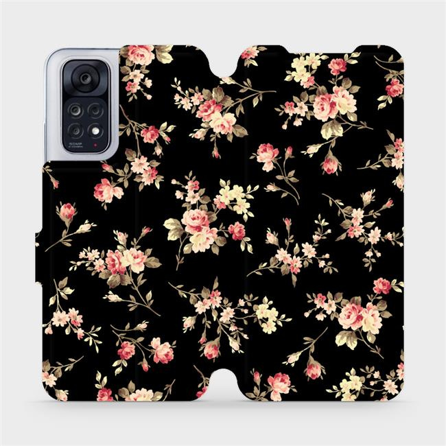 Flipové pouzdro Mobiwear - Xiaomi Redmi Note 11 / 11S - VD02S Květy na černé