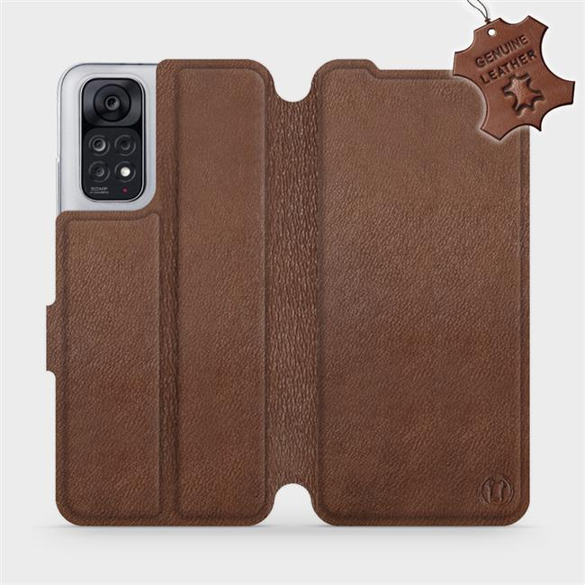 Kožené flip pouzdro Mobiwear - Xiaomi Redmi Note 11 / 11S - Hnědé