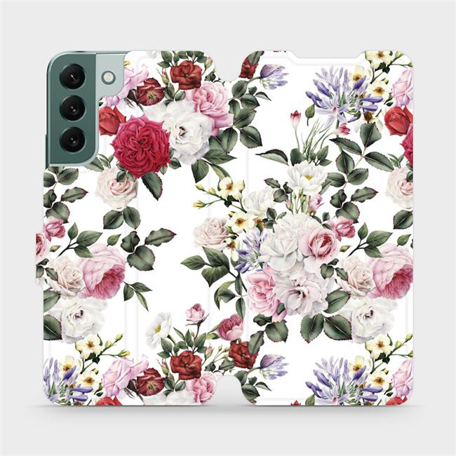 Flipové pouzdro Mobiwear - Samsung Galaxy S22 Plus - MD01S Růže na bílé