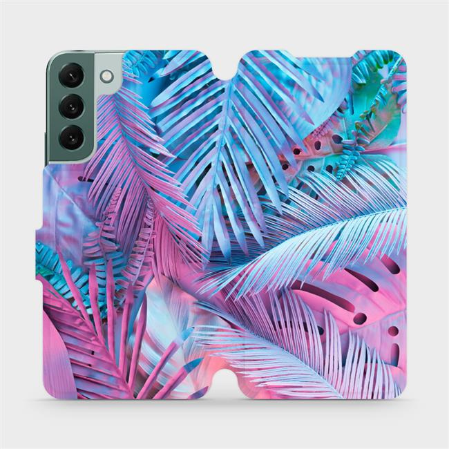 Flipové pouzdro Mobiwear - Samsung Galaxy S22 Plus - MG10S Fialové a modré listy