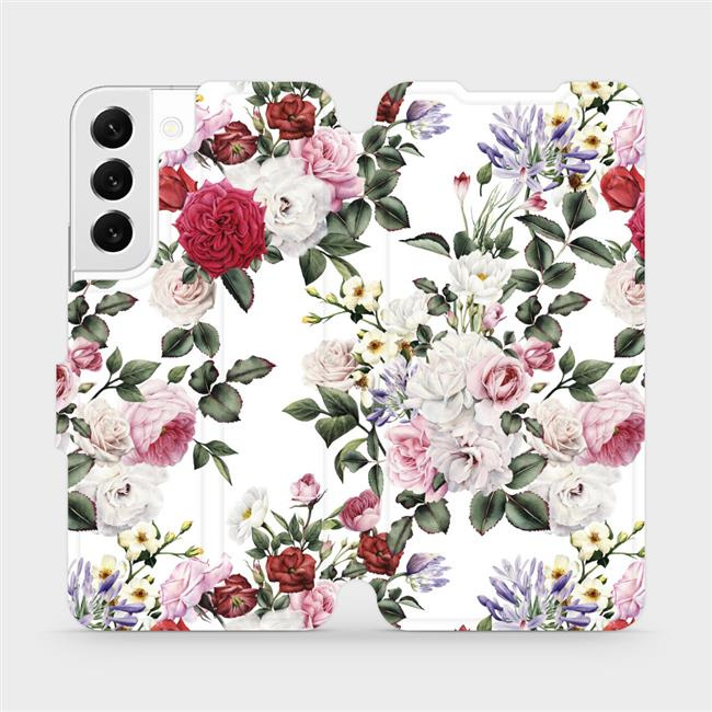 Flipové pouzdro Mobiwear - Samsung Galaxy S22 - MD01S Růže na bílé