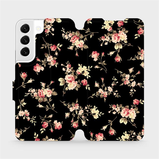 Flipové pouzdro Mobiwear - Samsung Galaxy S22 - VD02S Květy na černé
