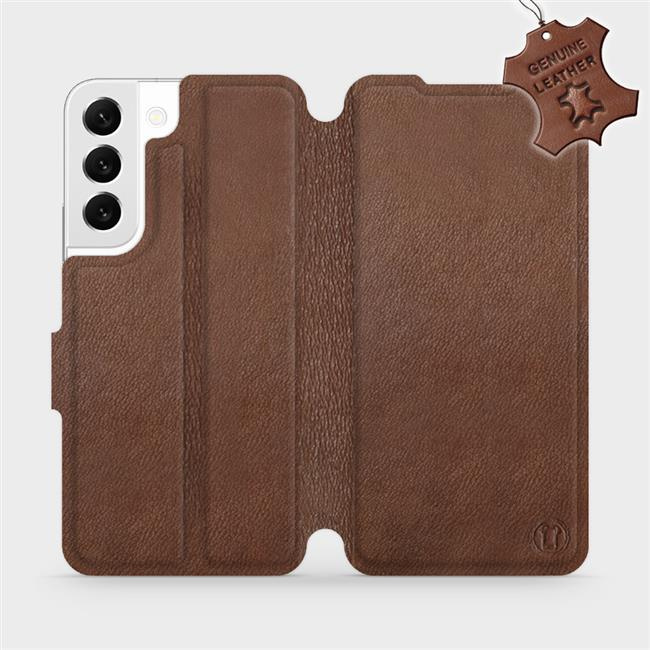 Kožené flip pouzdro Mobiwear - Samsung Galaxy S22 - Hnědé