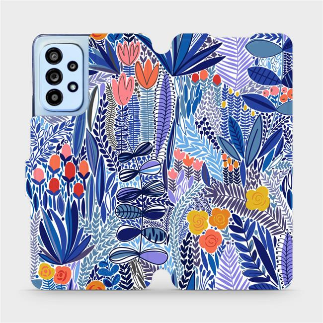 Flipové pouzdro Mobiwear - Samsung Galaxy A53 5G - MP03P Modrá květena