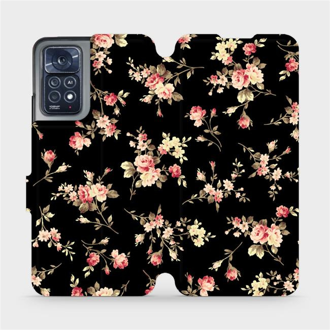 Flipové pouzdro Mobiwear - Xiaomi Redmi Note 11 Pro 5G - VD02S Květy na černé