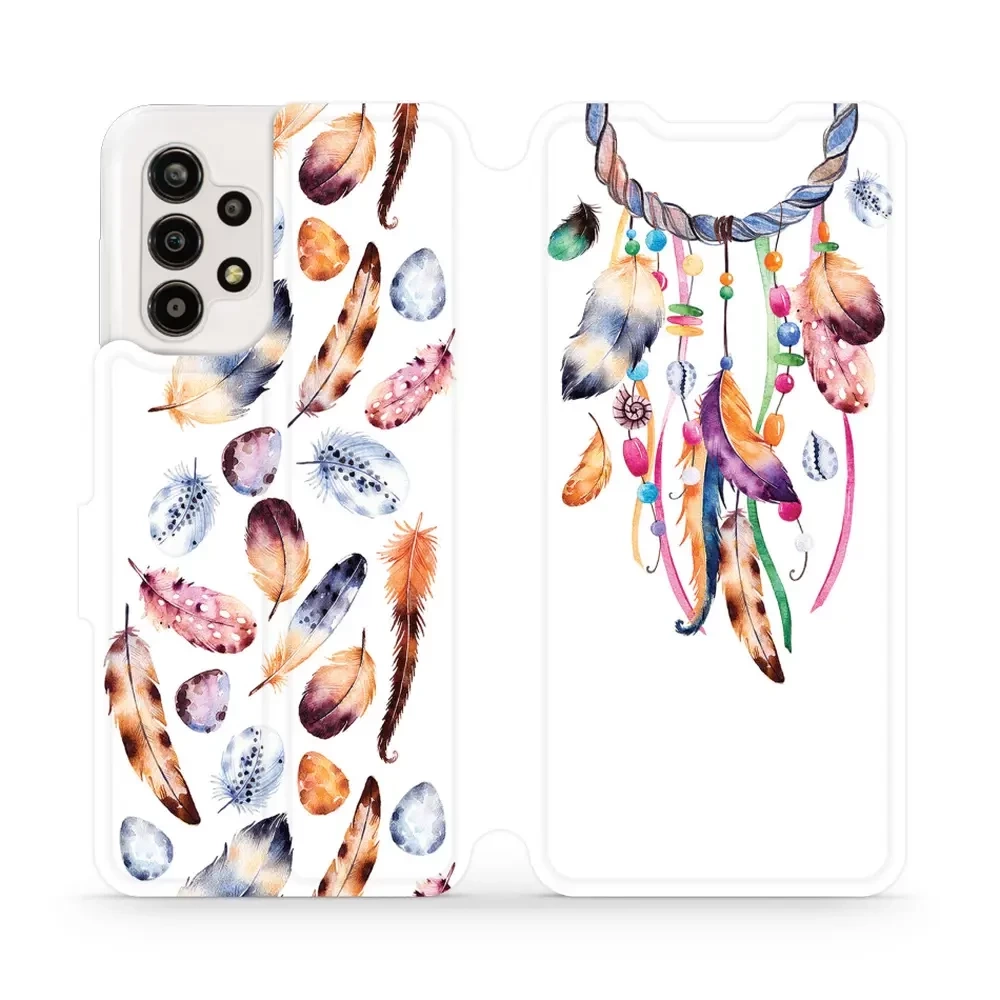 Flipové pouzdro Mobiwear - Samsung Galaxy A13 - M003S Lapač a barevná pírka