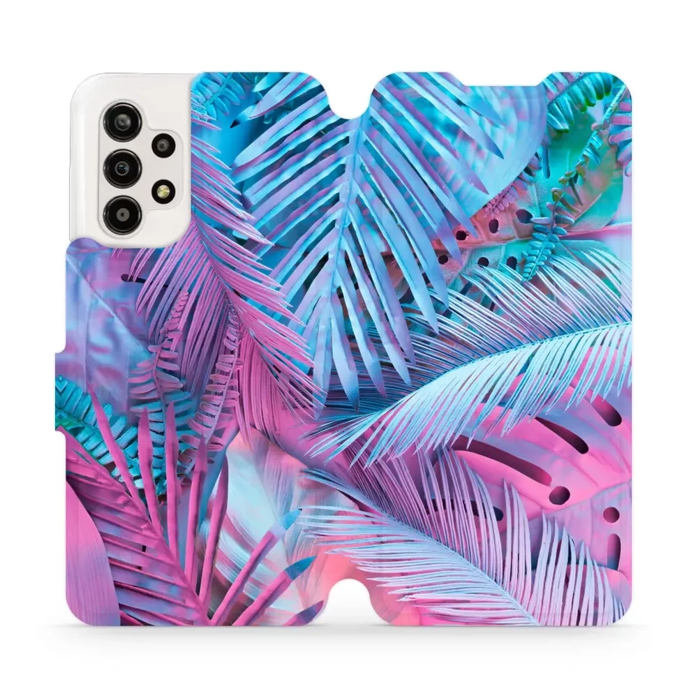 Flipové pouzdro Mobiwear - Samsung Galaxy A13 - MG10S Fialové a modré listy