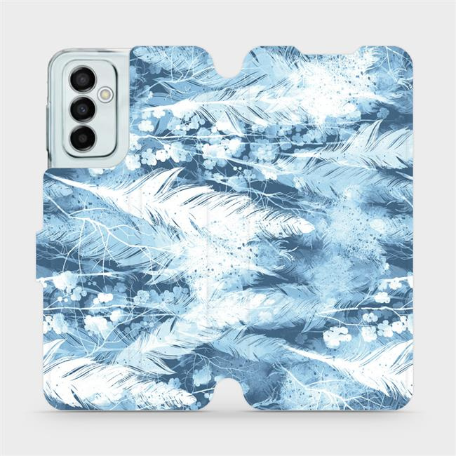 Flipové pouzdro Mobiwear - Samsung Galaxy M23 5G - M058S Světle modrá horizontální pírka