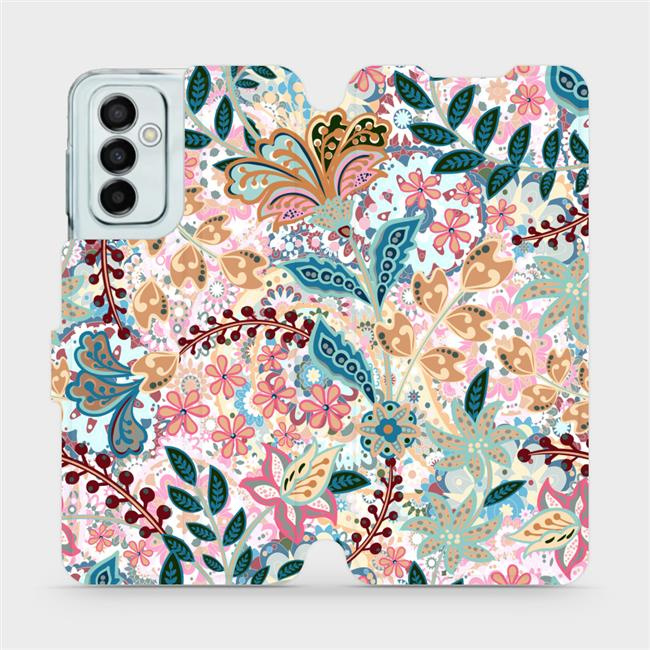 Flipové pouzdro Mobiwear - Samsung Galaxy M23 5G - MX04S Spletité kvítky a listy