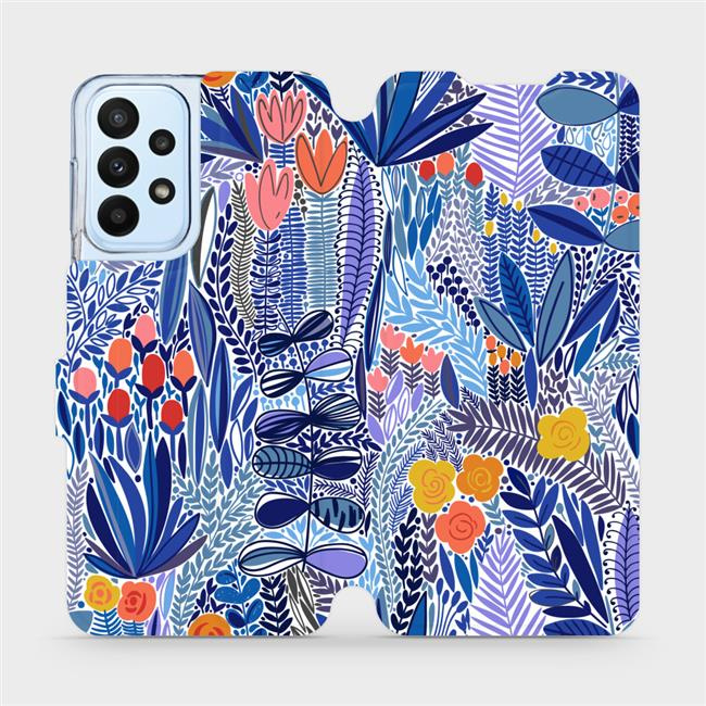 Flipové pouzdro Mobiwear - Samsung Galaxy A23 / A23 5G MP03P Modrá květena