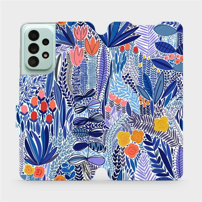Flipové pouzdro Mobiwear - Samsung Galaxy A33 5G - MP03P Modrá květena