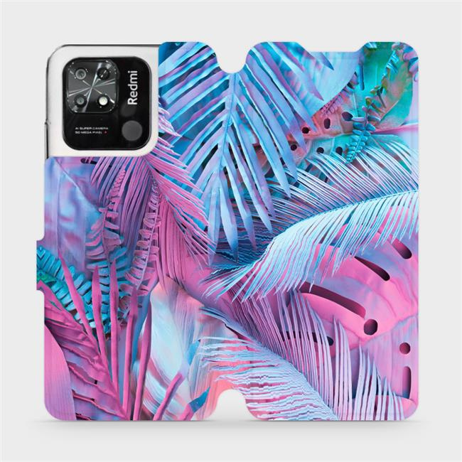 Flipové pouzdro Mobiwear - Xiaomi Redmi 10C - MG10S Fialové a modré listy