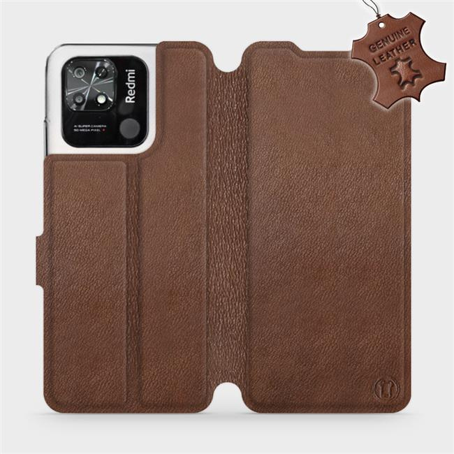 Kožené flip pouzdro Mobiwear - Xiaomi Redmi 10C - Hnědé