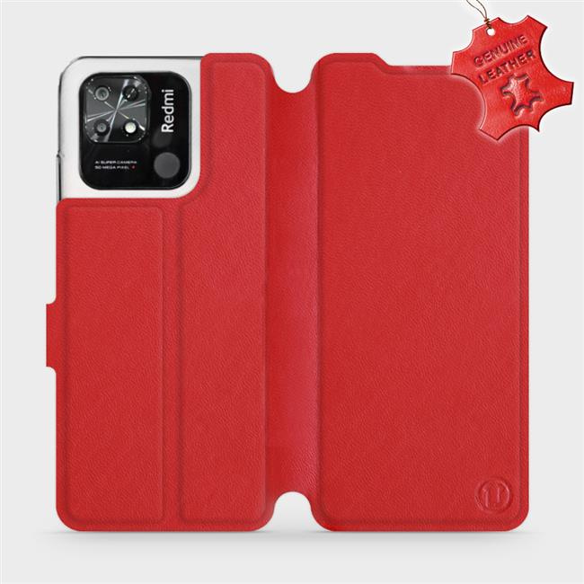 Kožené flip pouzdro Mobiwear - Xiaomi Redmi 10C - Červené