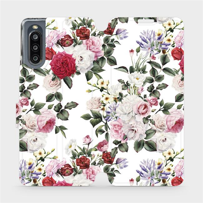 Flipové pouzdro Mobiwear - Sony Xperia 10 IV - MD01S Růže na bílé