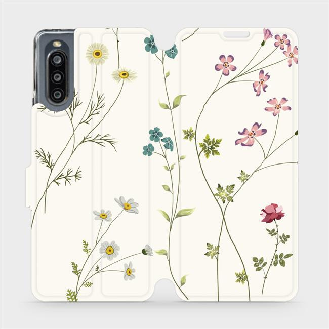 Flipové pouzdro Mobiwear - Sony Xperia 10 IV - MD03S Tenké rostlinky s květy