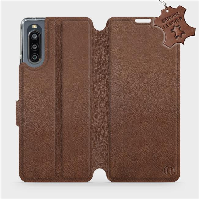 Kožené flip pouzdro Mobiwear - Sony Xperia 10 IV - Hnědé