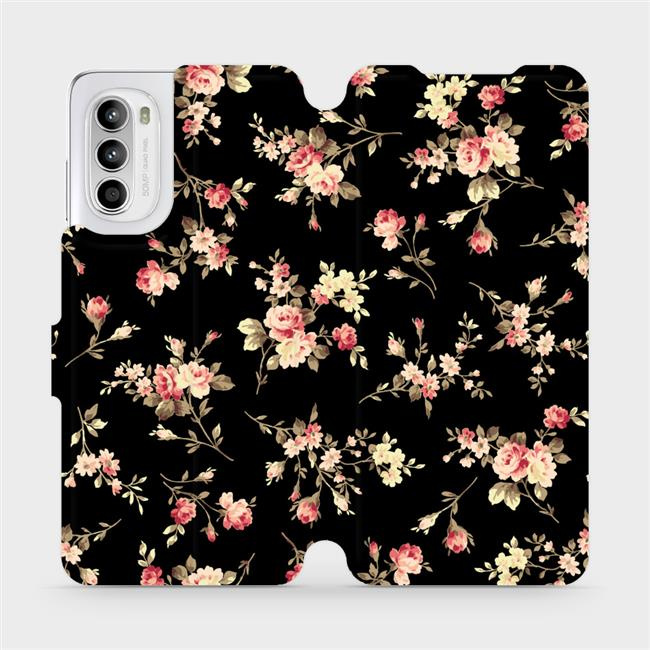 Flipové pouzdro Mobiwear - Motorola Moto G52 - VD02S Květy na černé