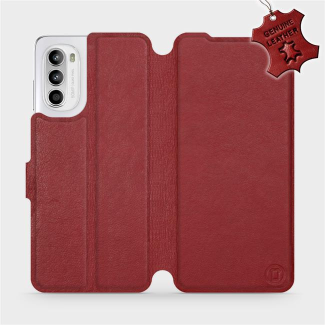 Kožené flip pouzdro Mobiwear - Motorola Moto G52 - Tmavě červené