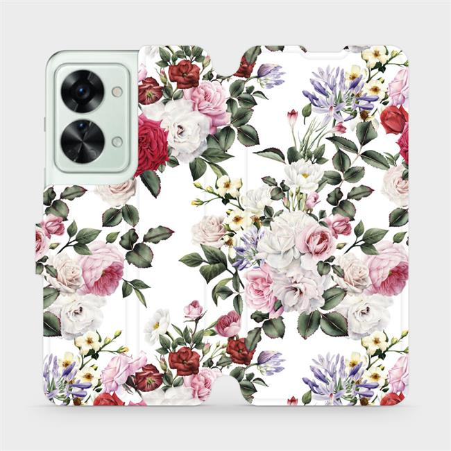 Flipové pouzdro Mobiwear - OnePlus Nord 2T 5G - MD01S Růže na bílé