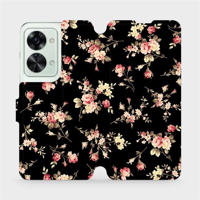 Flipové pouzdro Mobiwear - OnePlus Nord 2T 5G - VD02S Květy na černé