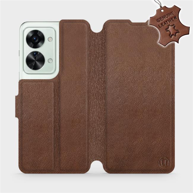 Kožené flip pouzdro Mobiwear - OnePlus Nord 2T 5G - Hnědé