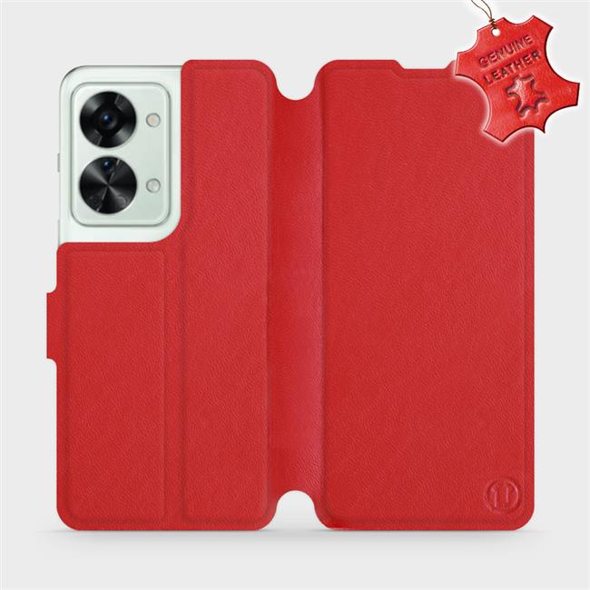 Kožené flip pouzdro Mobiwear - OnePlus Nord 2T 5G - Červené