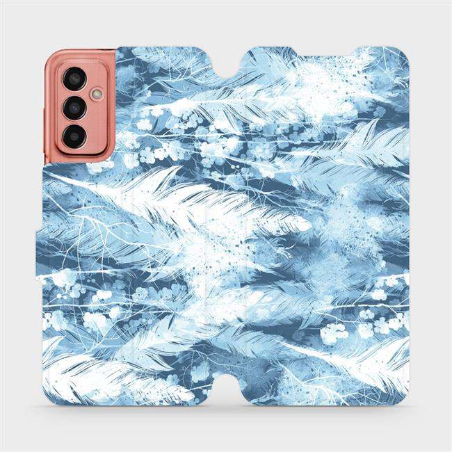 Flipové pouzdro Mobiwear - Samsung Galaxy M13 - M058S Světle modrá horizontální pírka