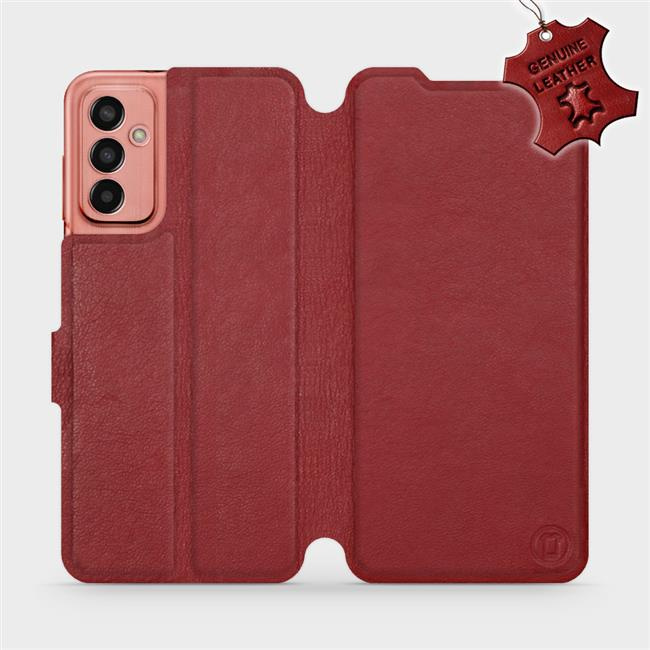 Kožené flip pouzdro Mobiwear - Samsung Galaxy M13 - Tmavě červené