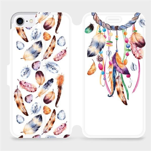Flipové pouzdro Mobiwear - Apple iPhone 8 - M003S Lapač a barevná pírka