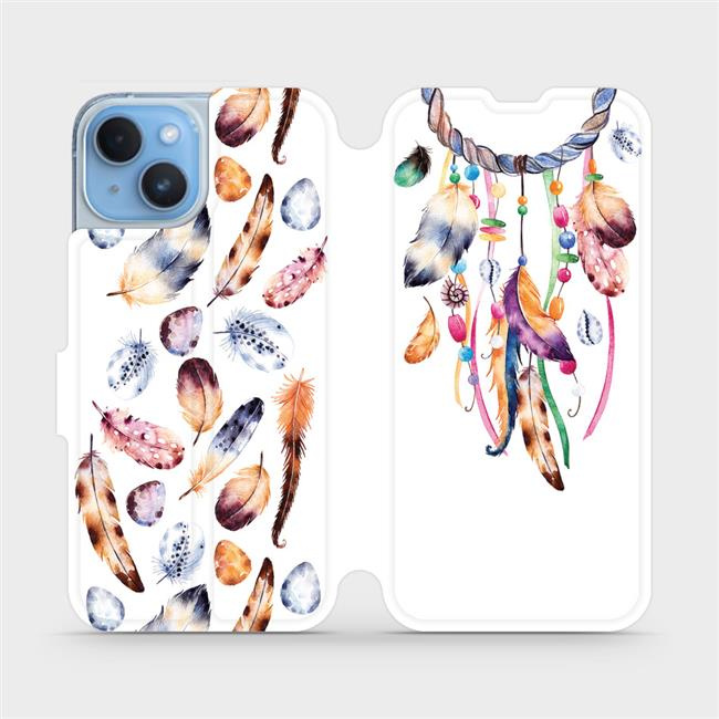 Flipové pouzdro Mobiwear - Apple iPhone 14 - M003S Lapač a barevná pírka