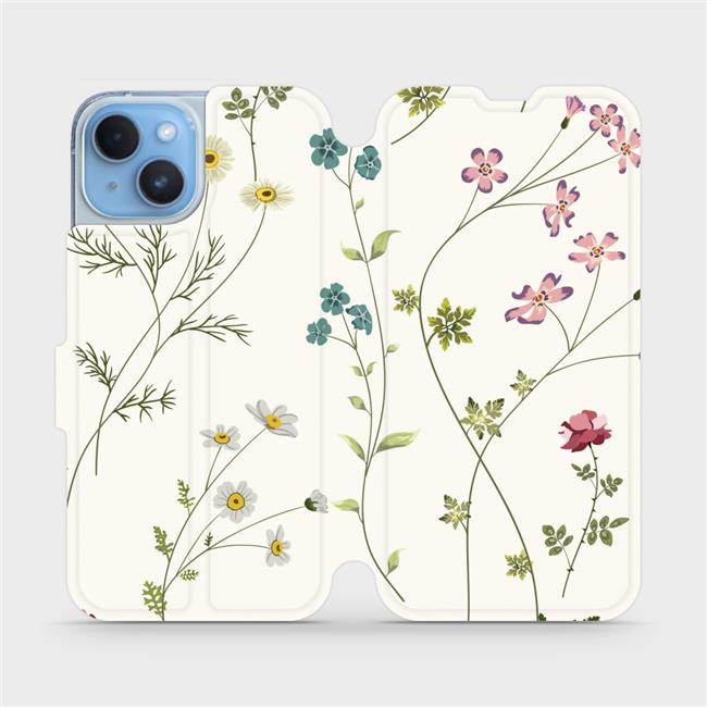 Flipové pouzdro Mobiwear - Apple iPhone 14 - MD03S Tenké rostlinky s květy