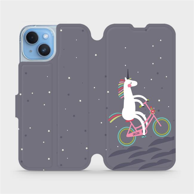Flipové pouzdro Mobiwear - Apple iPhone 14 - V024P Jednorožec na kole