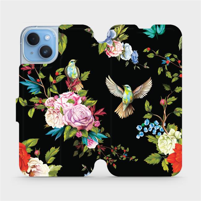 Flipové pouzdro Mobiwear - Apple iPhone 14 - VD09S Ptáčci a květy