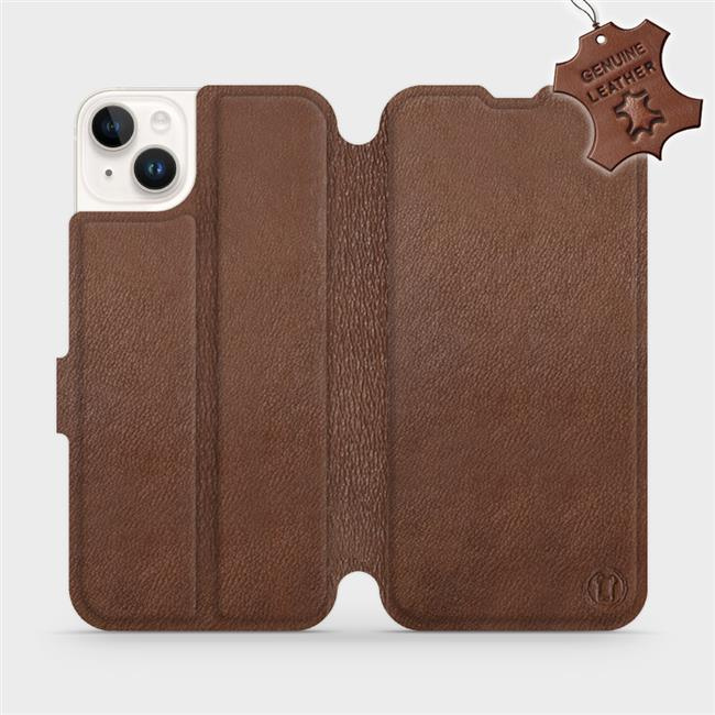 Kožené flip pouzdro Mobiwear - Apple iPhone 14 Plus - Hnědé