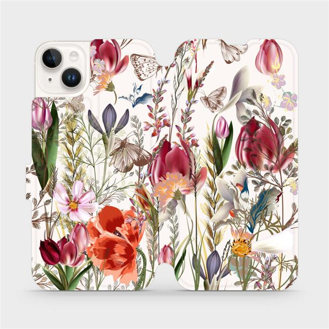 Flipové pouzdro Mobiwear - Apple iPhone 14 Plus - MP01S Rozkvetlá louka