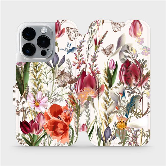 Flipové pouzdro Mobiwear - Apple iPhone 14 Pro - MP01S Rozkvetlá louka