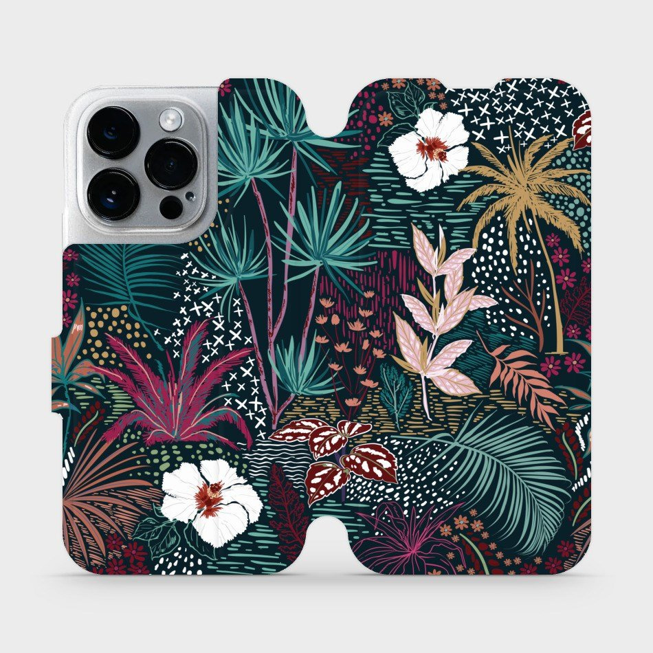 Flipové pouzdro Mobiwear - Apple iPhone 14 Pro - VP13S Temná flóra