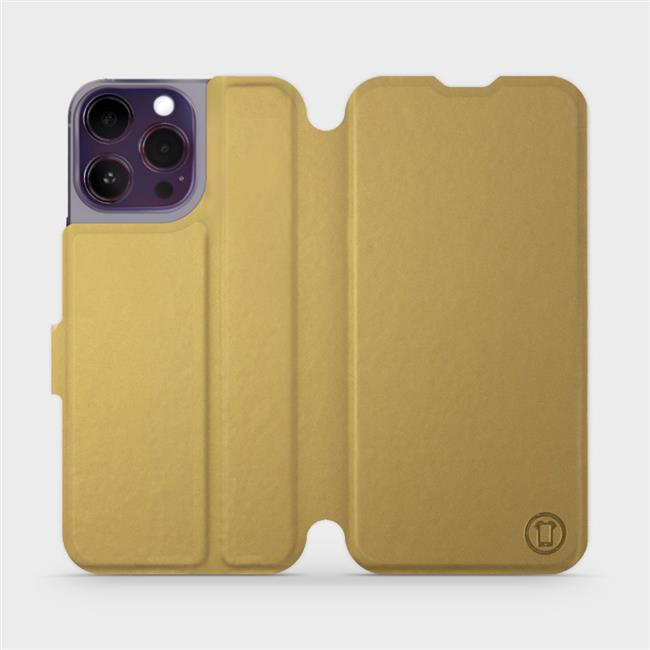 Flipové pouzdro Mobiwear - Apple iPhone 14 Pro Max - Zlatavé a šedé