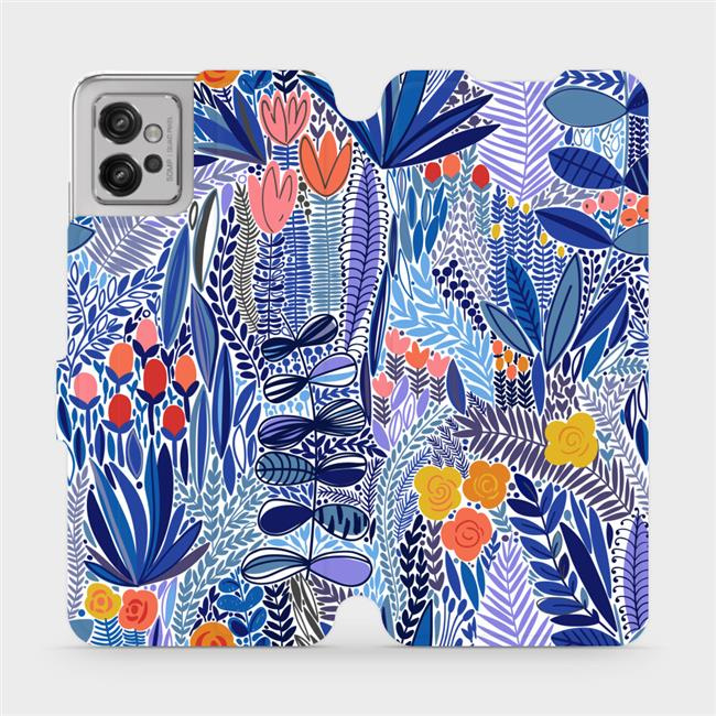 Flipové pouzdro Mobiwear - Motorola Moto G32 - MP03P Modrá květena