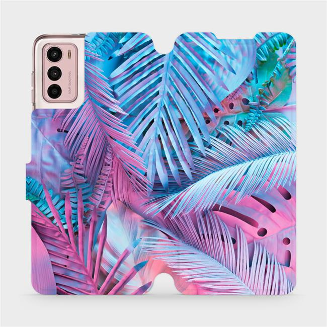 Flipové pouzdro Mobiwear - Motorola Moto G42 - MG10S Fialové a modré listy